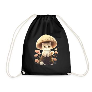 Cottagecore esthétique chat dans les bois avec chapeau champignon - Sac de sport léger - noir - Devant