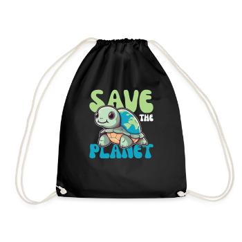 Tortue avec la protection de l’environnement de la terre sauver la planète - Sac de sport léger - noir - Devant