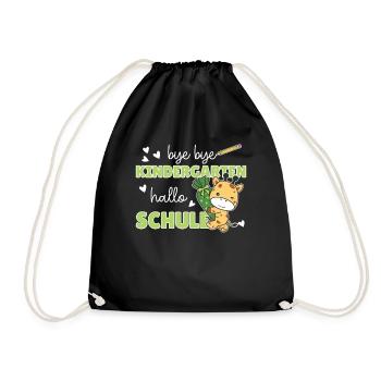 bye bye Kindergarten hallo Schule Giraffe - Turnbeutel - Schwarz - Vorne