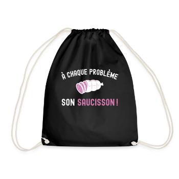 Problème Saucisson Drôle - Cadeau Apéro Humour - Sac de sport léger - noir - Devant