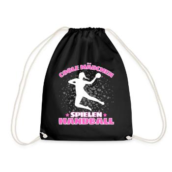 COOLE MÄDCHEN SPIELEN HANDBALL Handballer - Turnbeutel - Schwarz - Vorne