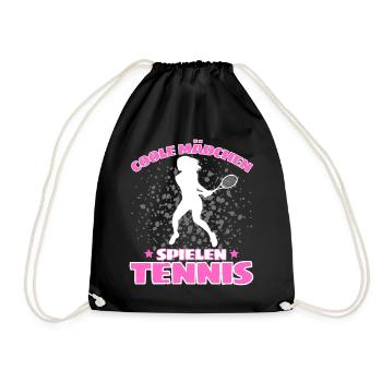 COOLE MÄCHEN SPIELEN TENNIS Lustiges - Turnbeutel - Schwarz - Vorne
