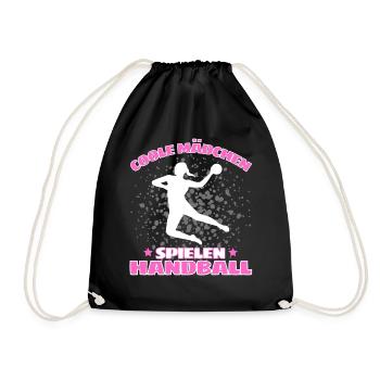 COOLE MÄDCHEN SPIELEN HANDBALL Handballer - Turnbeutel - Schwarz - Vorne