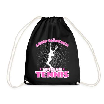 COOLE MÄCHEN SPIELEN TENNIS Lustiges - Turnbeutel - Schwarz - Vorne