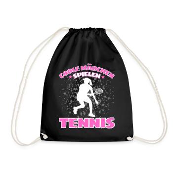COOLE MÄCHEN SPIELEN TENNIS Lustiges - Turnbeutel - Schwarz - Vorne