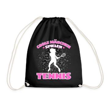 COOLE MÄCHEN SPIELEN TENNIS Lustiges - Turnbeutel - Schwarz - Vorne