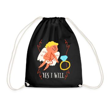Demande en mariage Demande en mariage Wedding Angel Saying - Sac de sport léger - noir - Devant