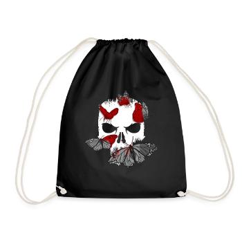 Skull Black Butterflies - Goth Gothic - Sac de sport léger - noir - Devant