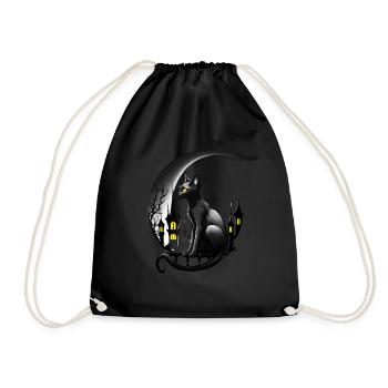 Chat noir avec croissant de lune - gothique gothique - Sac de sport léger - noir - Devant
