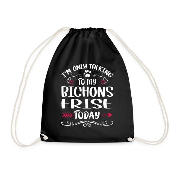 Propriétaire de chien parlant à mon Bichons Frise - Sac de sport léger - noir - Devant