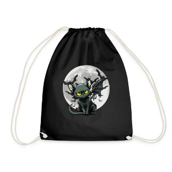 Black Cat Bat - Goth Gothic - Drawstring Bag - black - Front