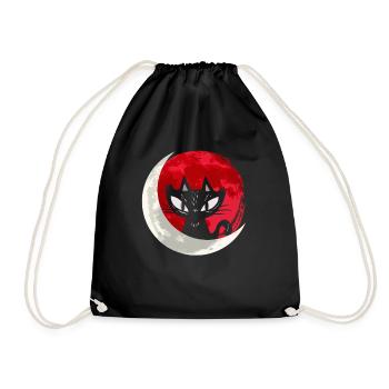 Chat noir avec croissant de lune - gothique gothique - Sac de sport léger - noir - Devant