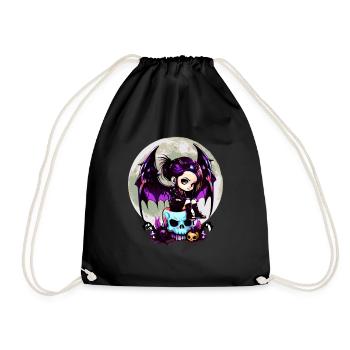 Cute Goth Bat Wing Gothic Grufti - Drawstring Bag - black - Front