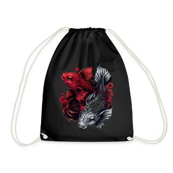 Pisces Koi Fish Zodiac Astrology Sign Japanese Aes - Turnbeutel - Schwarz - Vorne
