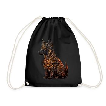 Dog Chinese Zodiac Lunar Year Animal Lover - Drawstring Bag - black - Front