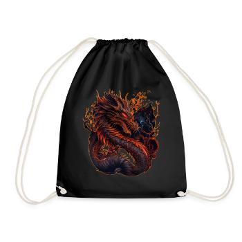 Fire Dragon Zodiac Horoscope Chinese Astrology - Drawstring Bag - black - Front