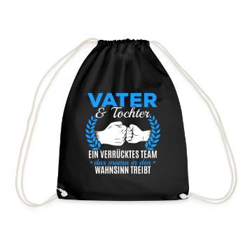 Vater & Tochter ein Verrücktes Team Partnerlook - Turnbeutel - Schwarz - Vorne