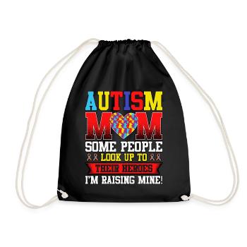 Autism Mom Some People Look Up To Their Autism - Drawstring Bag - black - Front
