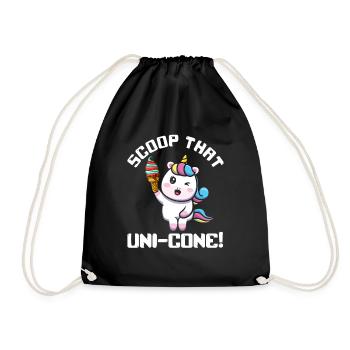 Rainbow Cute Unicorn Ice Cream Lover Mythical - Drawstring Bag - black - Front
