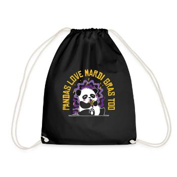 Mardi Gras Carnival Panda Mask Parade Costume - Drawstring Bag - black - Front