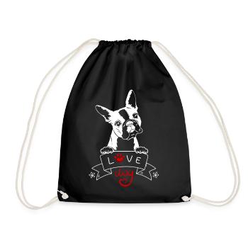 Love Dog Bouledogue - blanc - Sac de sport léger - noir - Devant