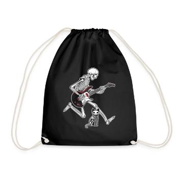 Skeleton Guitar Cat - Drawstring Bag - black - Front