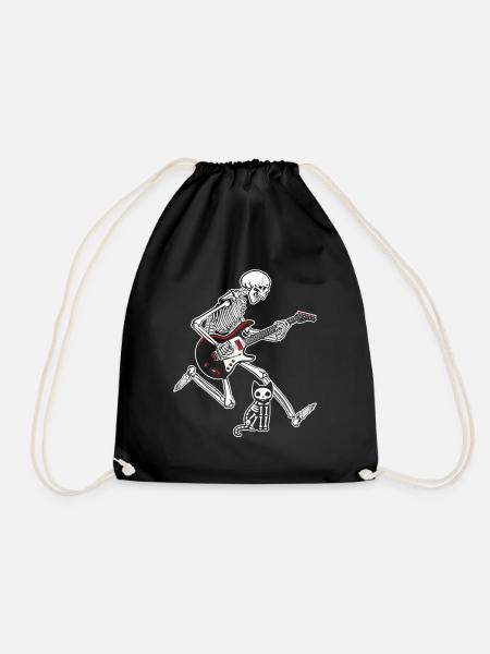 Skeleton Guitar Cat - Turnbeutel - Schwarz