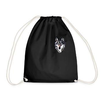 Tête de loup motif d’animal sauvage imprimé avec loup - Sac de sport léger - noir - Devant