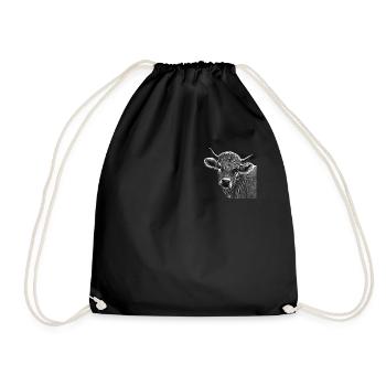 Cow Farm Motif Print - Drawstring Bag - black - Front