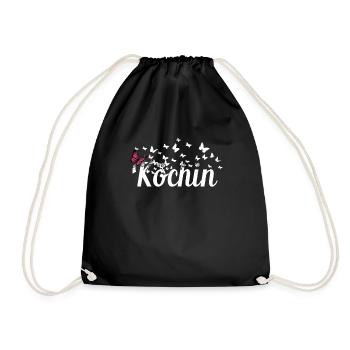 Koch Kollegin Schmetterlinge Hobby Köchin - Turnbeutel - Schwarz - Vorne