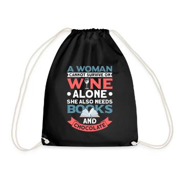 Book lover design with books for literature - Drawstring Bag - black - Front