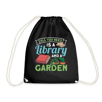Book lover design with books for literature - Drawstring Bag - black - Front