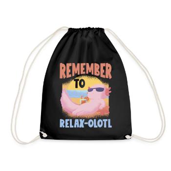 Relaxolotl Axolotl lovers sweet animals relax - Drawstring Bag - black - Front