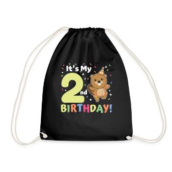 Castor pour 2e anniversaire Enfants de deux ans - Sac de sport léger - noir - Devant