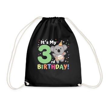 Koala for 3rd birthday children three years old - Drawstring Bag - black - Front