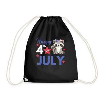 4 juillet American Raccoon for Kids USA - Sac de sport léger - noir - Devant