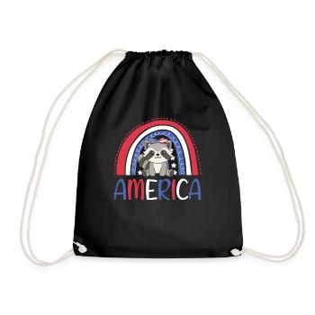 4 juillet American Raccoon for Kids USA - Sac de sport léger - noir - Devant
