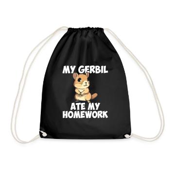 Gerbil ate my homework, gerbil - Drawstring Bag - black - Front