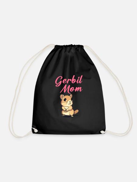 Gerbil mom, gerbil - Drawstring Bag - black