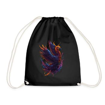 Mythical Phoenix Bird with Flames - Drawstring Bag - black - Front