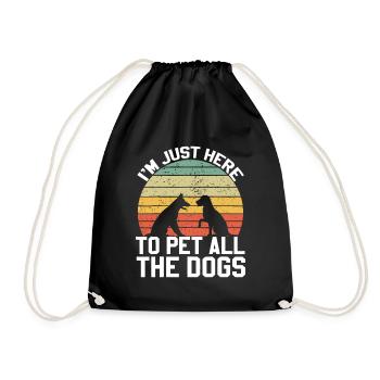 Vintage Je suis juste là pour caresser tous les chiens - Sac de sport léger - noir - Devant