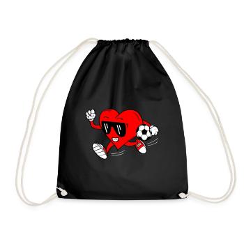 Soccer Football Valentine's Day Love Sports Boys - Drawstring Bag - black - Front
