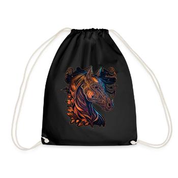 Year Of The Horse Chinese Zodiac Animal Astrology - Drawstring Bag - black - Front