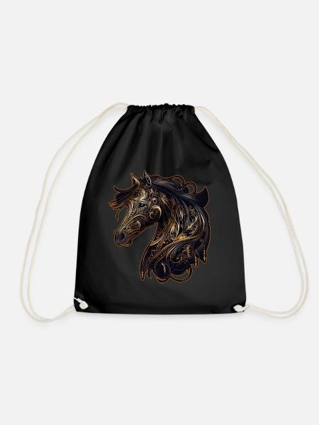 Tribal Horse Abstract Chinese Astrology Zodiac Spi - Turnbeutel - Schwarz
