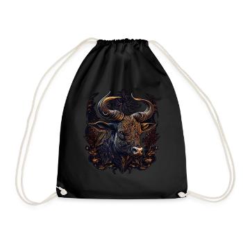Ox Zodiac Animal Chinese Astrology Horoscope - Drawstring Bag - black - Front