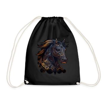 Portrait de cheval tribal abstrait zodiaque chinois astr - Sac de sport léger - noir - Devant