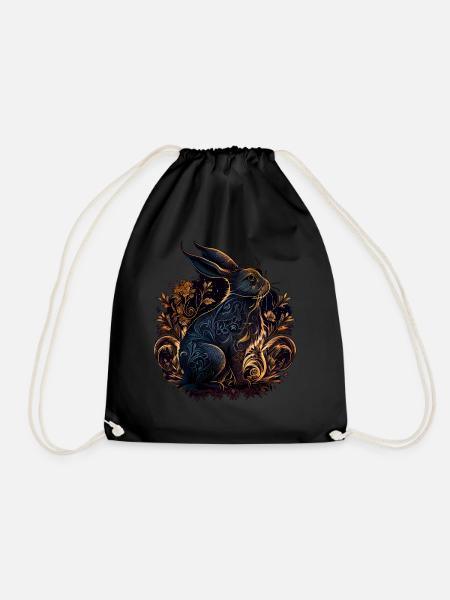 Year Of The Rabbit Chinese Lunar Zodiac Animal - Turnbeutel - Schwarz