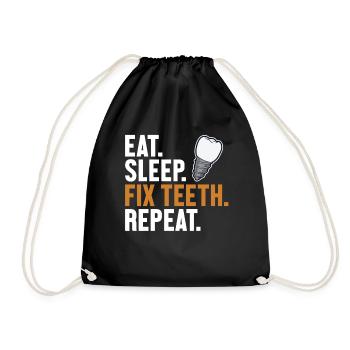 Manger Sommeil Réparer les dents Répéter Laboratoire dentaire Technicien dentaire - Sac de sport léger - noir - Devant