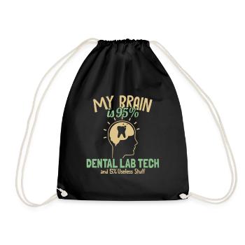 My Brain is 95% Dental Lab Tech Dentallabor - Drawstring Bag - black - Front