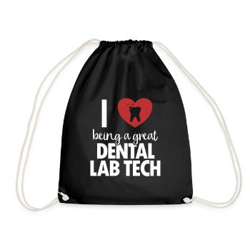 I love Dental Lab Tech Dental Laboratory Dental Laboratory - Drawstring Bag - black - Front